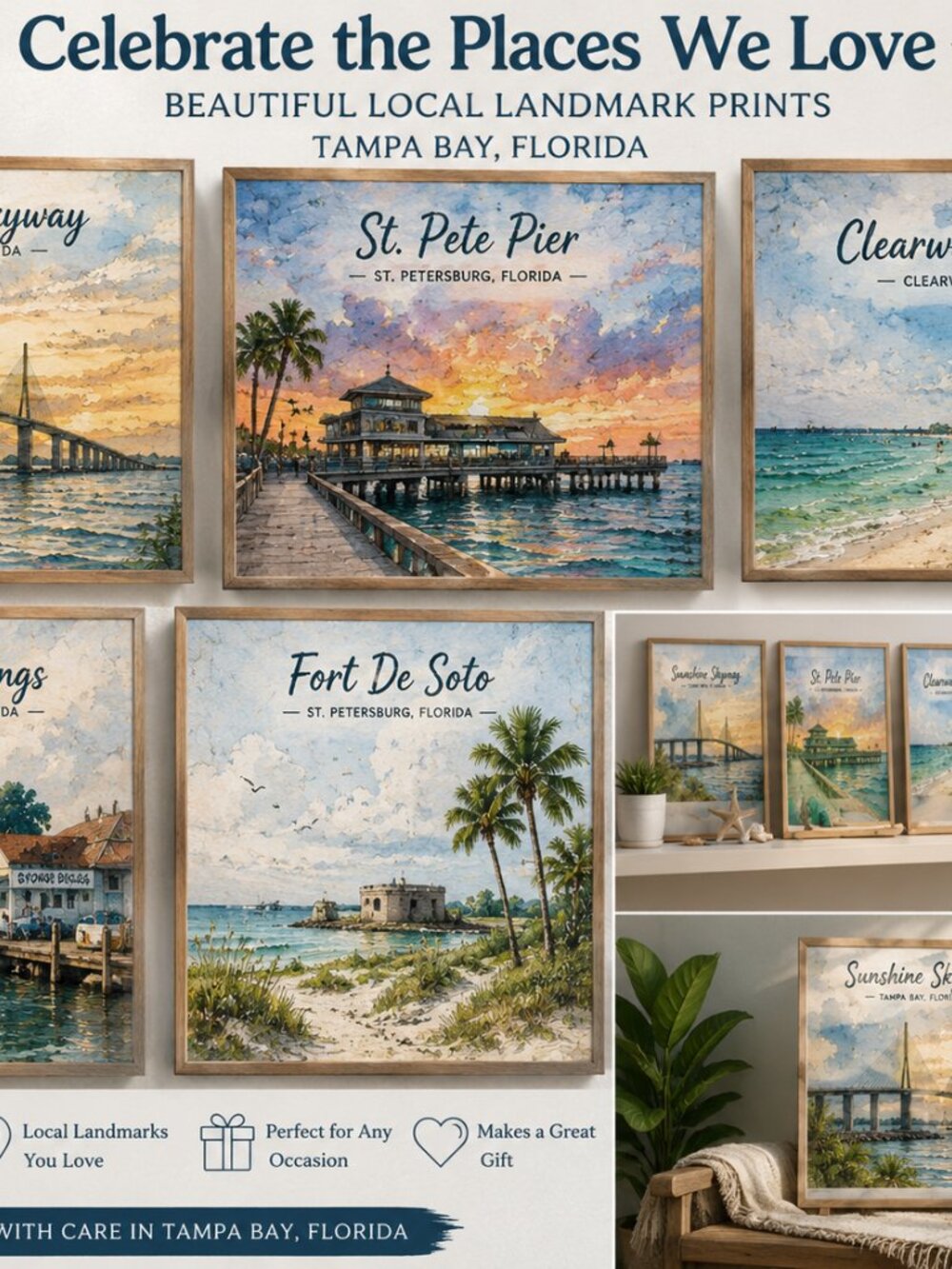 NEW! Florida Gulf Coast Landmark Print Collection